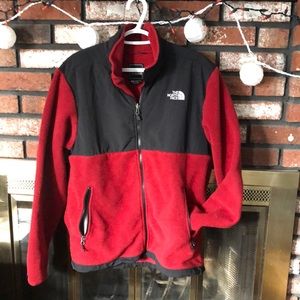 Men’s The North Face winter jacket. Burgundy and black, size medium.